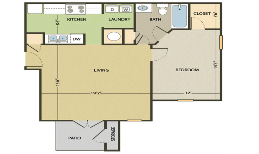 1 Bedroom Floor Plan
