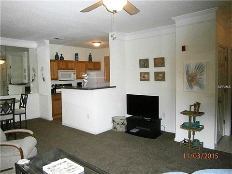 A living room with a television and a fireplace.