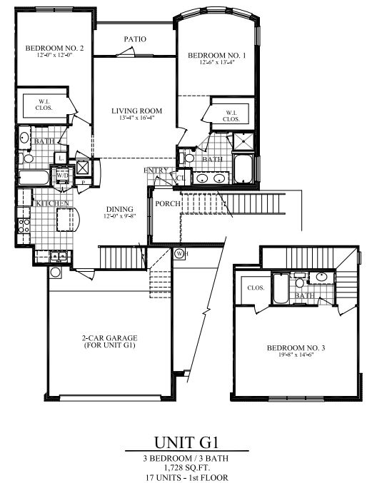 3 Bdm/3 Bth/2 Gar/1st Flr
