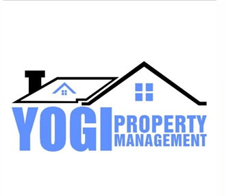 logo of a house with yogi property management