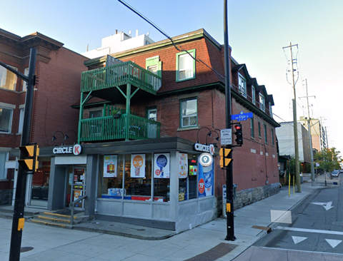 a store on the corner of a city street