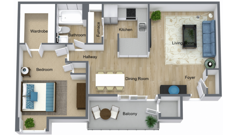 A1 Floor Plan at The Dawson, Rocky Mount, NC, 27804