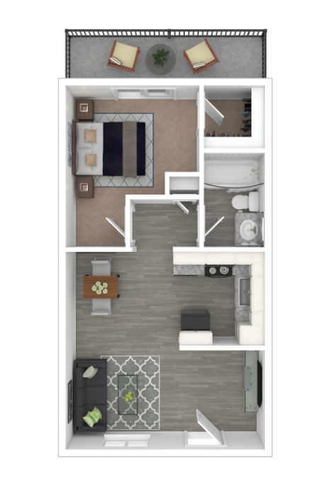 1 Bed 1 Bath Floor Plan at Cameron, Wilson, North Carolina