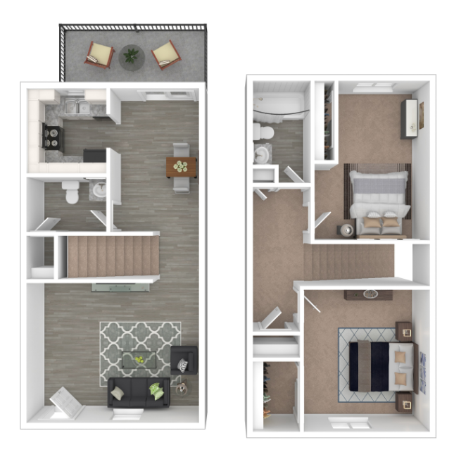 2 Bed 1 Bath Floor Plan at Cameron, Wilson