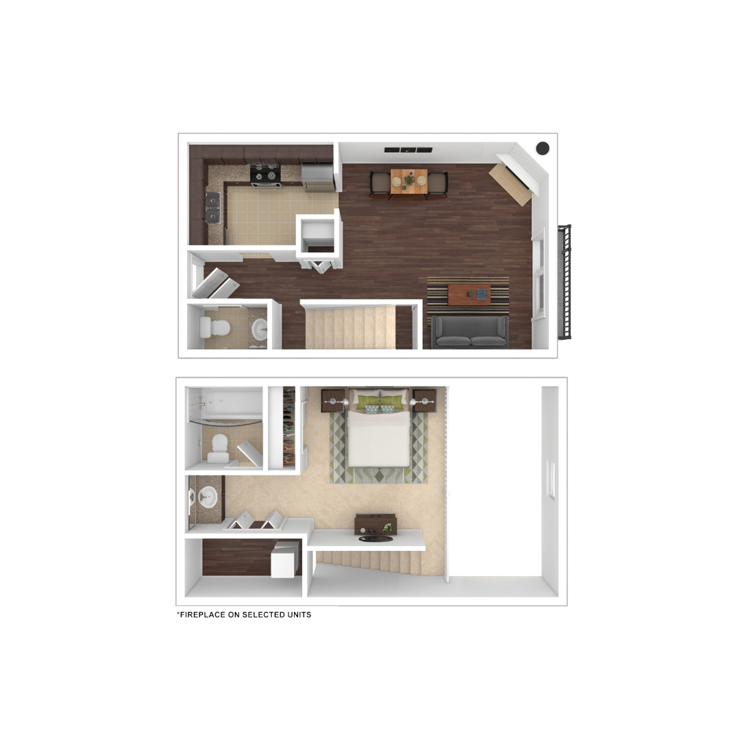 1 Bed Floor Plan at Rosen at North Hills, North Carolina