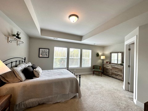 a master bedroom with a bed and a dresser