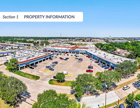 A parking lot with a building in the background and a section heading that says PROPERTY INFORMATION.