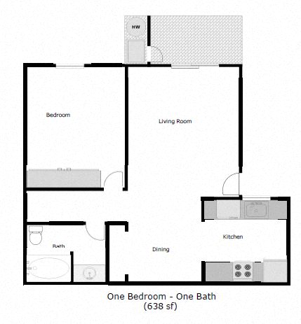 Country Glen Floor Plan 1 bedroom/1bathroom