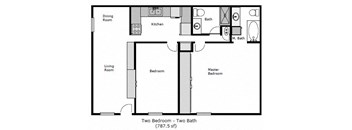 2 Bedroom 2 Bathroom Floorplan