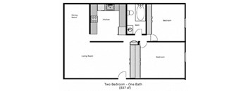 Gold Oaks Apartments Floor Plan 2 bedroom and 1 bath