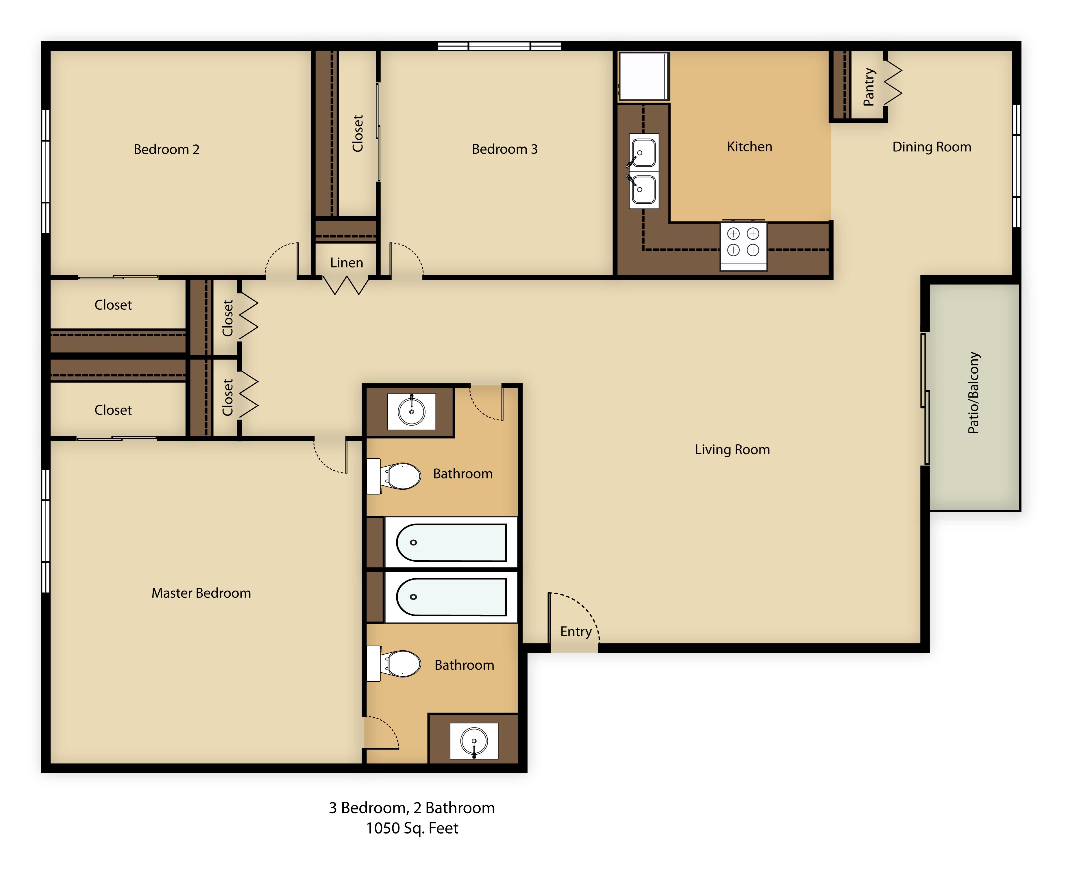 Floor Plans of Sterling Pointe Apartments in Sacramento, CA