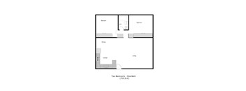 Walnut Crest Floor Plan 2 bedroom/1 bath