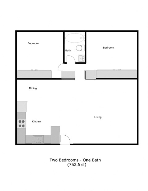 Walnut Crest Floor Plan 2 bedroom/1 bath