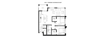 Floor Plan A - 2 Bedrooms, 1 Bathroom