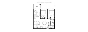 Floor Plan B - 2 Bedrooms, 1 Bathroom