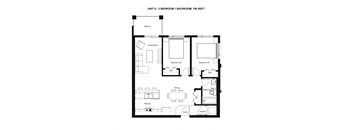 Floor Plan D - 2 Bedrooms, 1 Bathroom