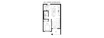 Floor Plan H - 1 Bedroom, 1 Bathroom
