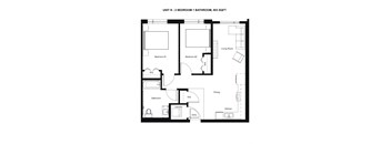 Floor Plan K - 2 Bedrooms, 1 Bathroom