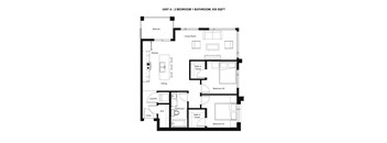 Floor Plan A - 2 Bedrooms, 1 Bathroom