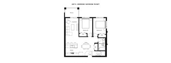 Floor Plan D - 2 Bedroom, 1 Bathroom