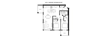 Floor Plan E - 2 Bedrooms, 1 Bathroom