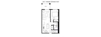 Floor Plan G - 1 Bedroom, 1 Bathroom