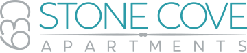 The image is of a logo for Stone Cove Apartments.
