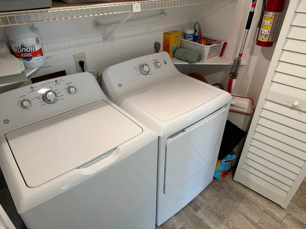 a washer and dryer in a laundry room