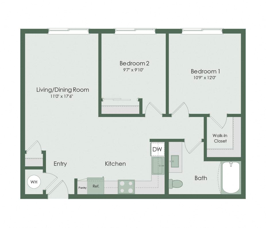 Vance Street Flats B1 2X1 Floorplan
