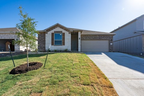 a house with a lawn and a tree in front of it