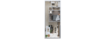 a floor plan of a bedroom with a living room and a dining room