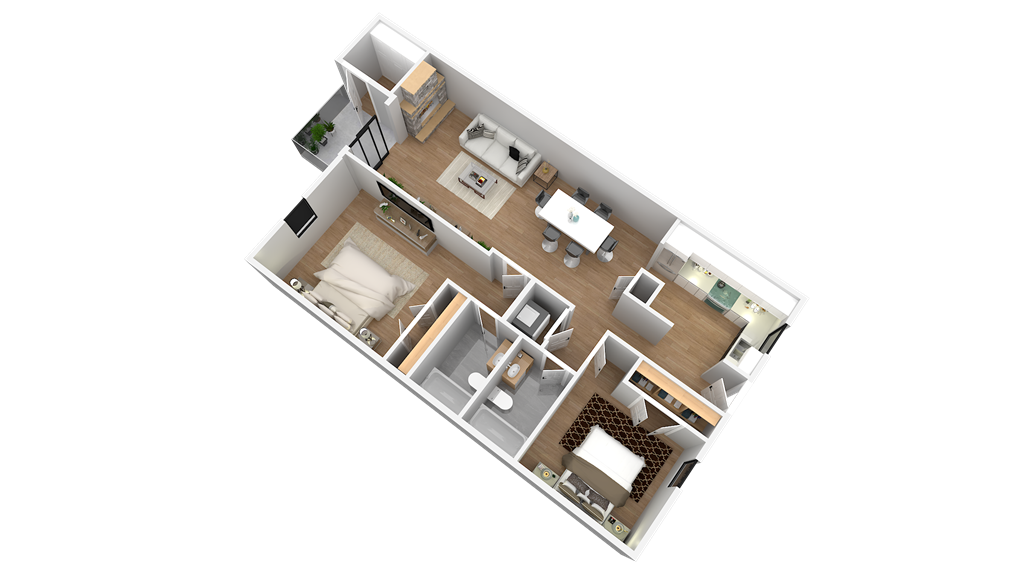 a floor plan of a small apartment with a bedroom and a living room