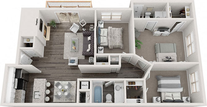 Plaza 3 Bed  at Southridge, Kansas City, KS