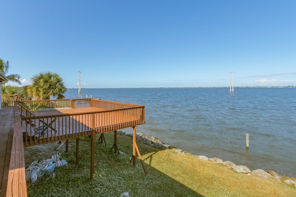 the deck and dock overlooking the water