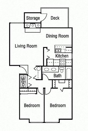 Two Bedroom One Bathroom 2 Bedroom 1 Bathroom Floor Plan