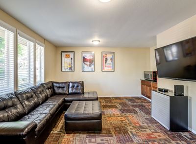 Clubhouse couches and large TV