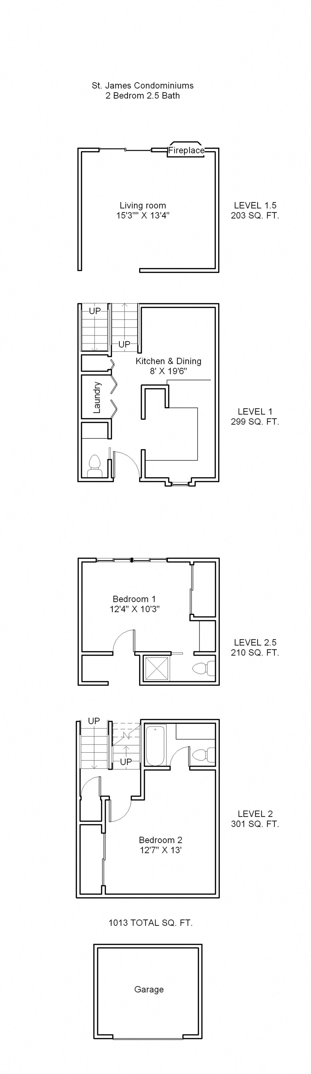 the floor plan of the three different layouts of a house