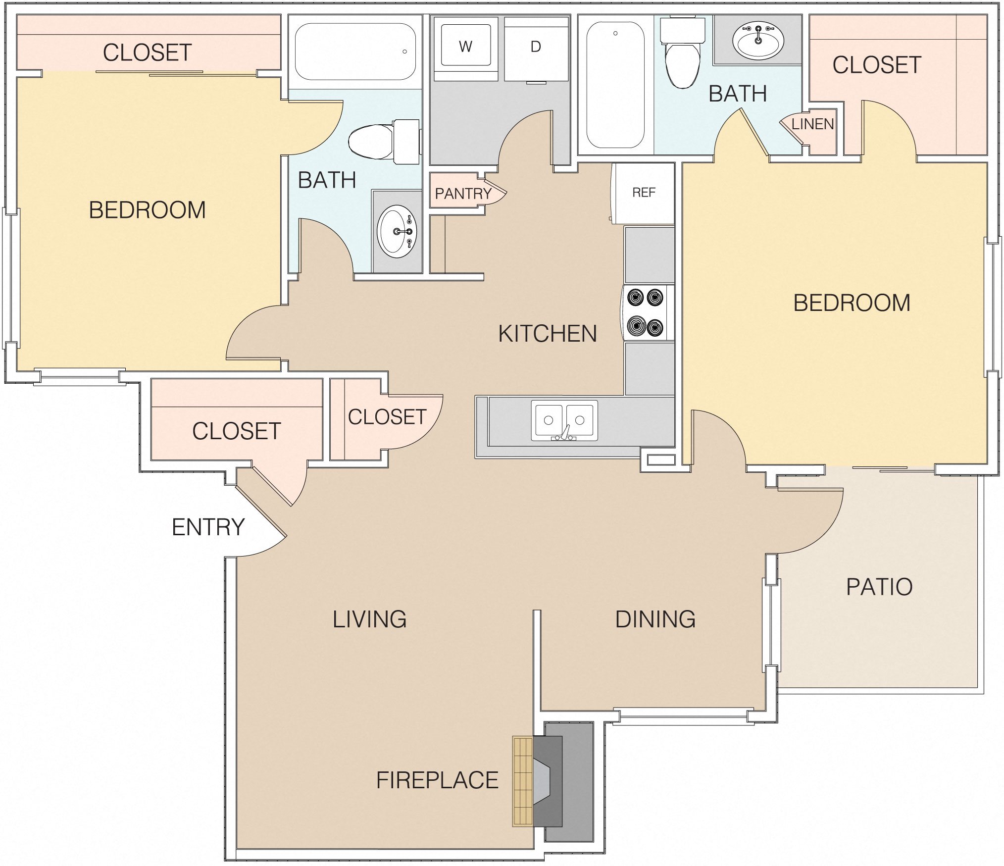 2 bedroom 2 bathroom floor plan