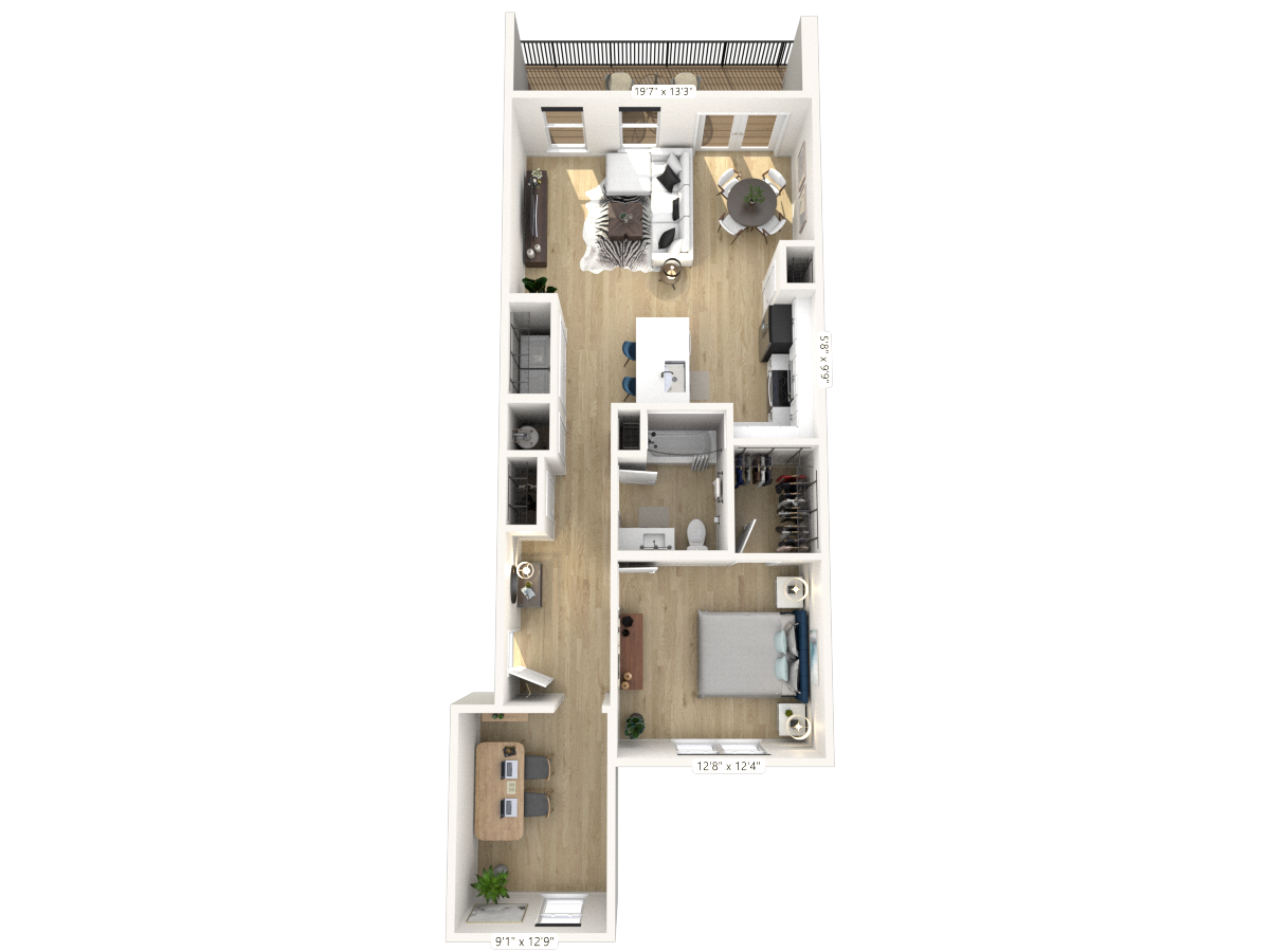 A14 - 1 Bedroom 1 Bathroom with Den at Nuvo Flats, Merrillville