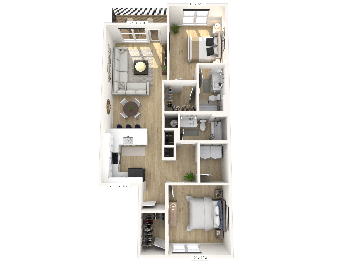 C12 - 2 Bedroom 2 Bathroom at Nuvo Flats, Merrillville, 46410