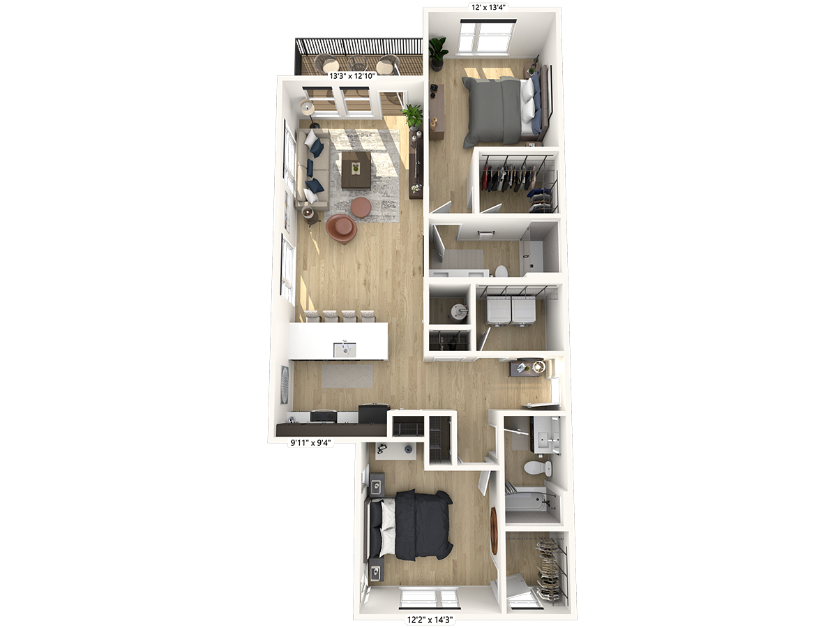 D12 - 2 Bedroom 2 Bathroom at Nuvo Flats, Merrillville, IN