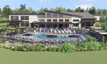 Resort-style pool at Nuvo Flats, Merrillville, IN, 46410