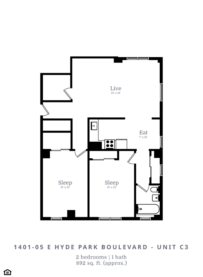 2 Bed | 1 Bath (C3)