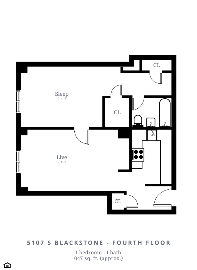 1 Bedroom, 1 Bathroom (B3)