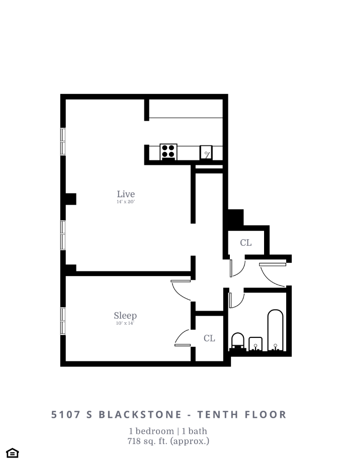 1 Bedroom, 1 Bathroom (B5)
