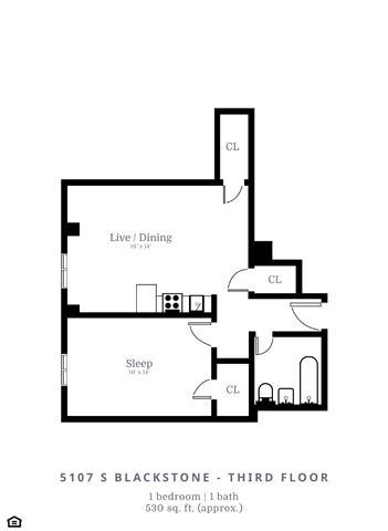 1 Bedroom, 1 Bathroom (B6)