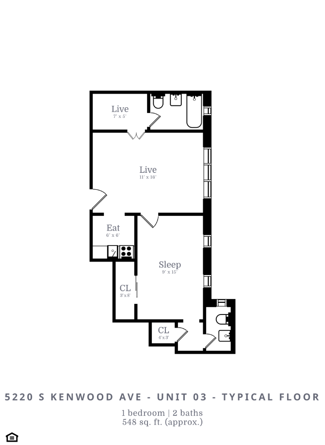 1 Bed | 1.5 Bath (B3)