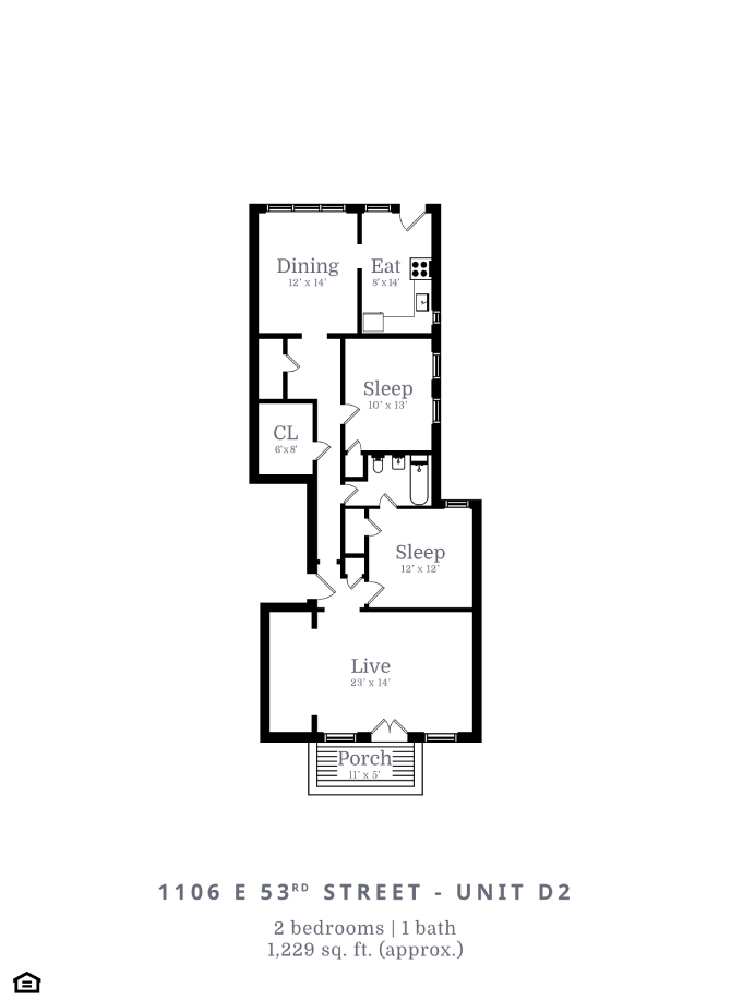 3 Bed  | 1 Bath (D2)