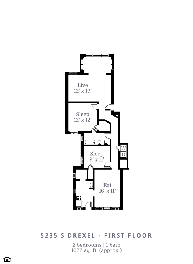 2 Bedroom, 1 Bathroom C2