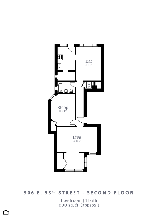 1 Bedroom, 1 Bathroom B1